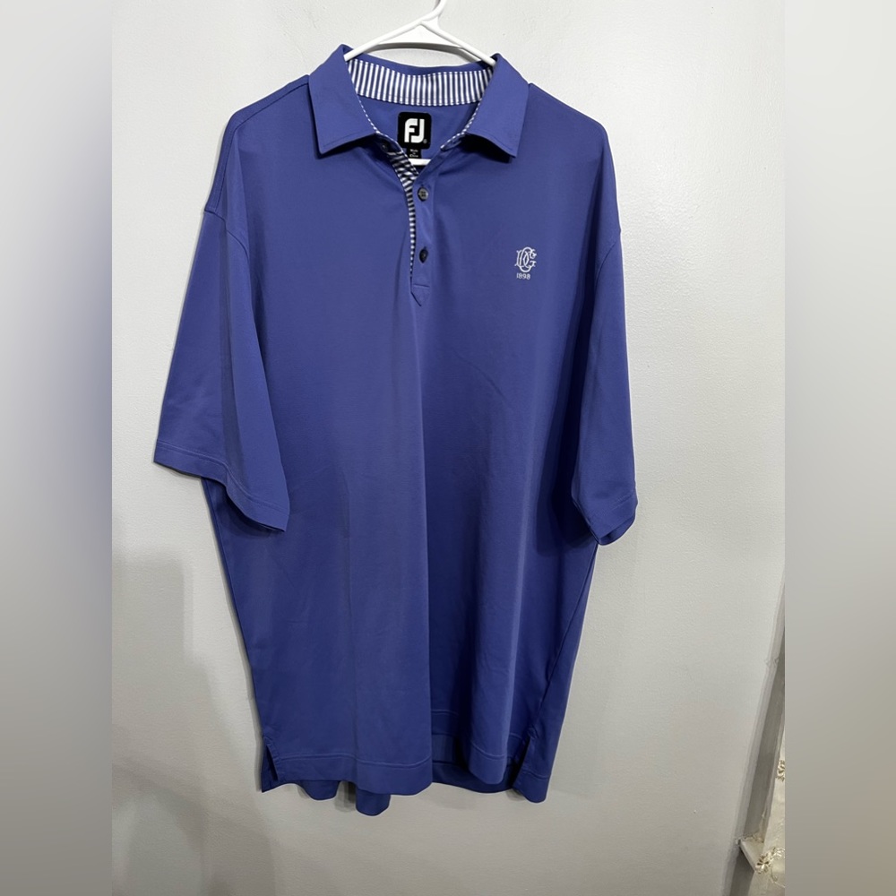 Footjoy Athletic Fit Golf‎ Polo Shirt Classic Striped Inner Collar  Purple XL